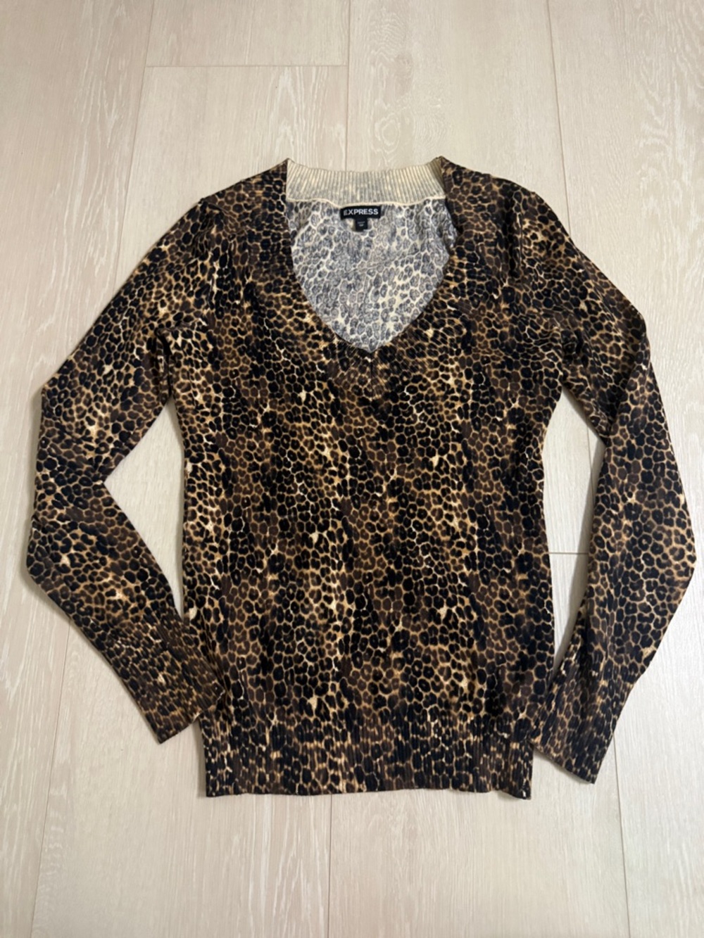 ✨ Express Brown and Cream Animal Patterned Long Sleeve Top